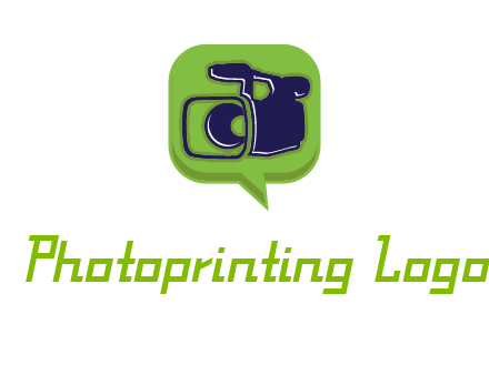 movie camera inside speech bubble logo