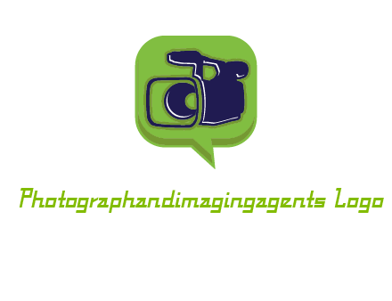 movie camera inside speech bubble logo