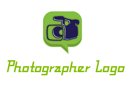 movie camera inside speech bubble logo