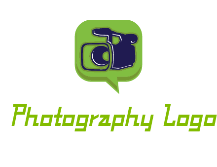 movie camera inside speech bubble logo