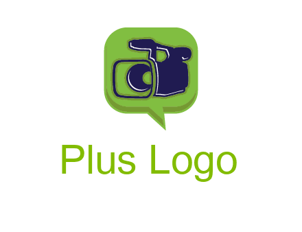 movie camera inside speech bubble logo