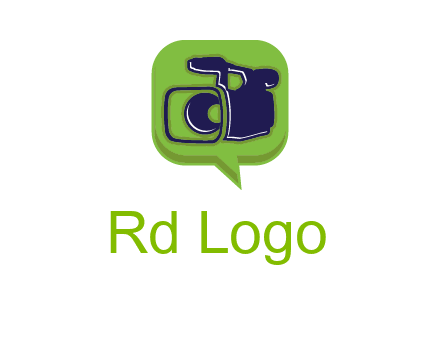 movie camera inside speech bubble logo