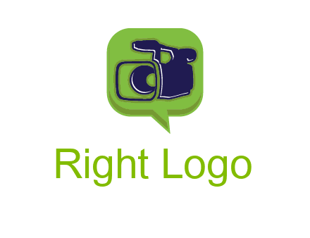 movie camera inside speech bubble logo