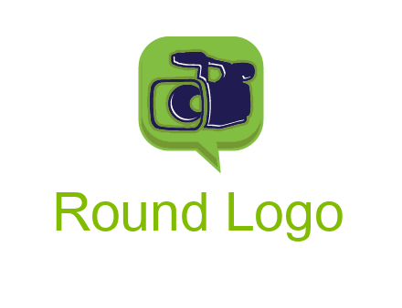 movie camera inside speech bubble logo