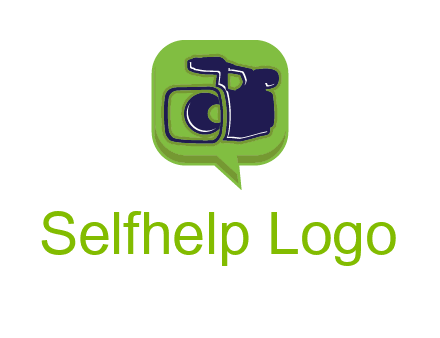 movie camera inside speech bubble logo