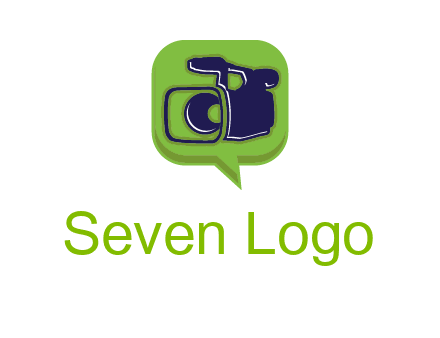 movie camera inside speech bubble logo