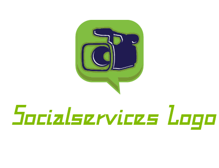 movie camera inside speech bubble logo