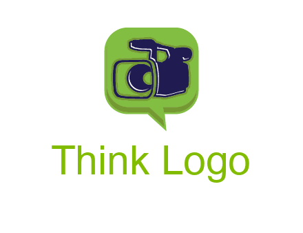 movie camera inside speech bubble logo