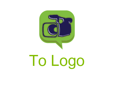 movie camera inside speech bubble logo