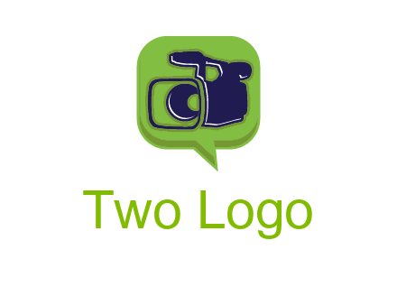 movie camera inside speech bubble logo