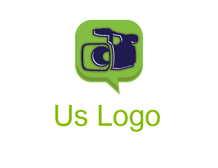 movie camera inside speech bubble logo