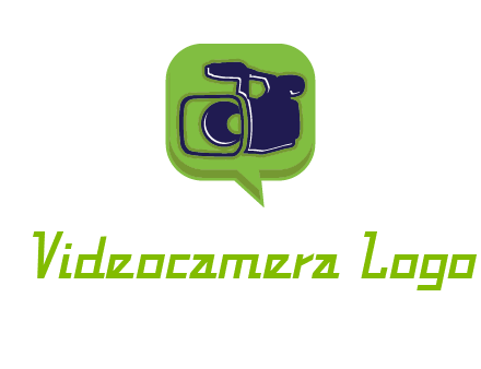 movie camera inside speech bubble logo