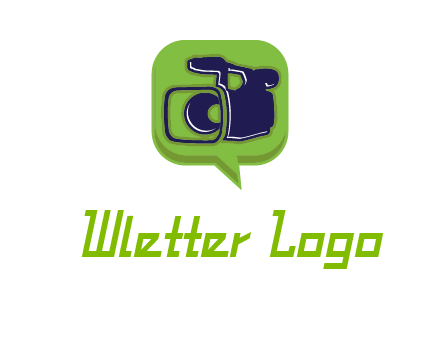 movie camera inside speech bubble logo