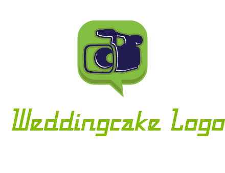 movie camera inside speech bubble logo