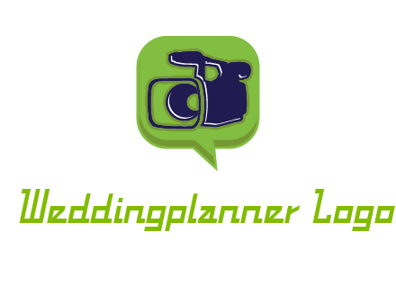 movie camera inside speech bubble logo