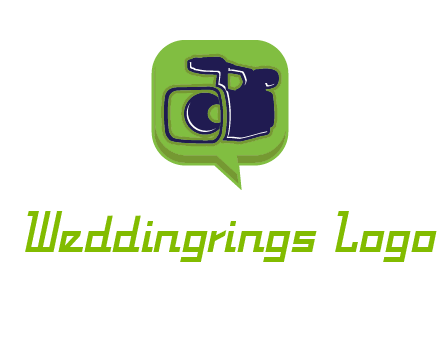 movie camera inside speech bubble logo