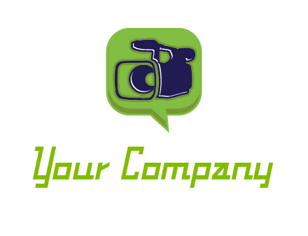 movie camera inside speech bubble logo
