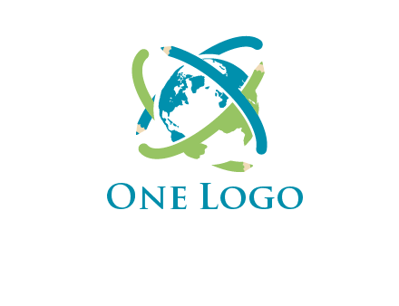 pencil orbit around the globe logo