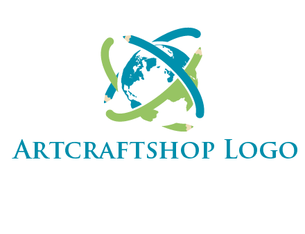 pencil orbit around the globe logo