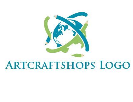 pencil orbit around the globe logo