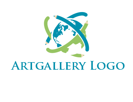 pencil orbit around the globe logo