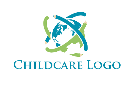 pencil orbit around the globe logo