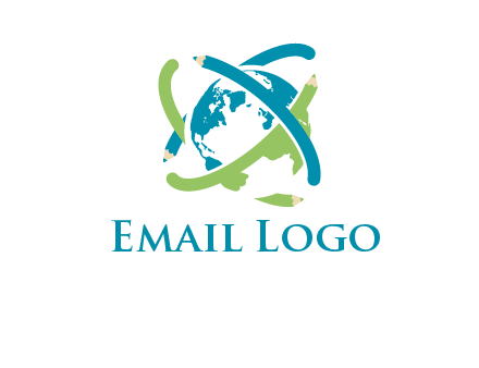 pencil orbit around the globe logo