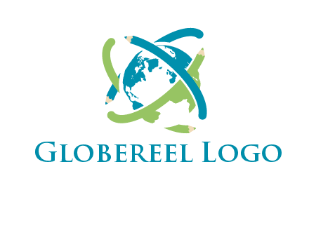 pencil orbit around the globe logo