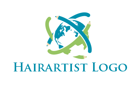 pencil orbit around the globe logo