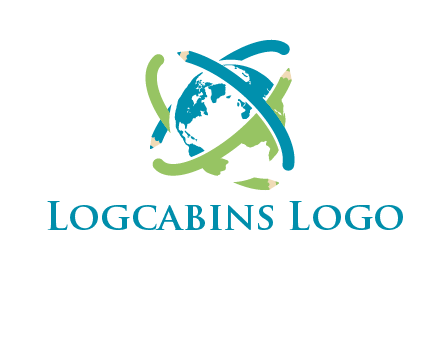 pencil orbit around the globe logo