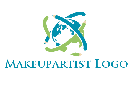 pencil orbit around the globe logo