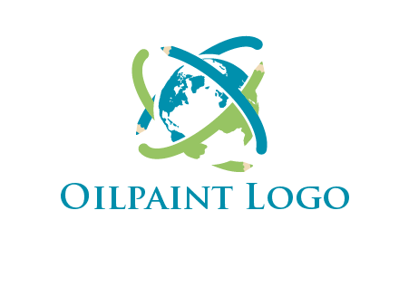 pencil orbit around the globe logo