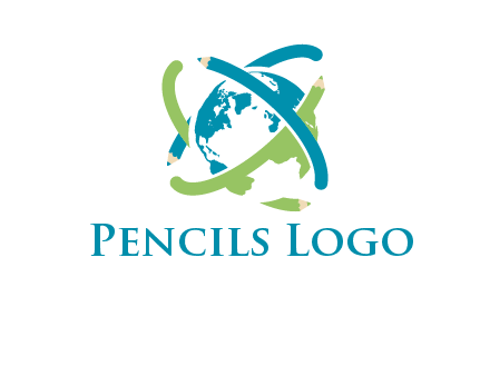 pencil orbit around the globe logo