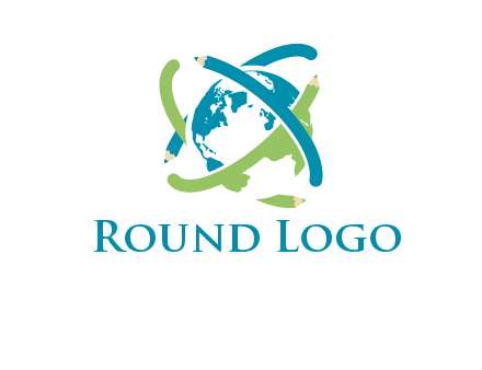 pencil orbit around the globe logo