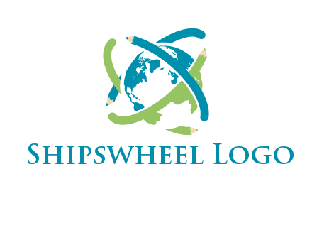pencil orbit around the globe logo