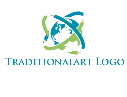 pencil orbit around the globe logo