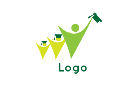 three abstract graduation students logo