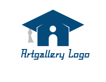 abstract person inside graduation cap with house logo