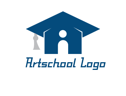 abstract person inside graduation cap with house logo