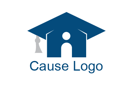 abstract person inside graduation cap with house logo
