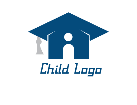 abstract person inside graduation cap with house logo