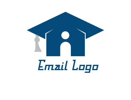 abstract person inside graduation cap with house logo