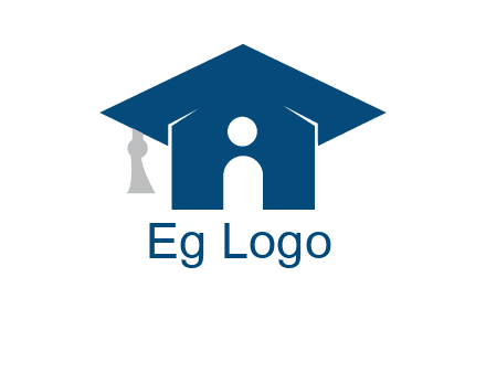 abstract person inside graduation cap with house logo