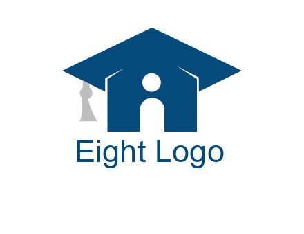 abstract person inside graduation cap with house logo
