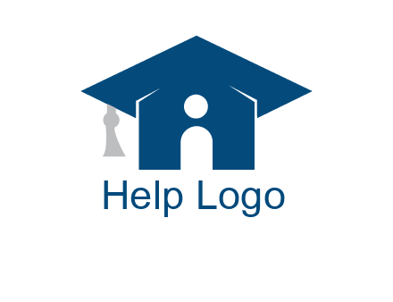 abstract person inside graduation cap with house logo