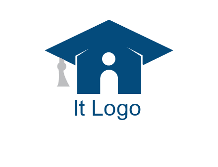 abstract person inside graduation cap with house logo