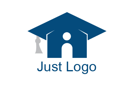 abstract person inside graduation cap with house logo