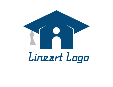 abstract person inside graduation cap with house logo