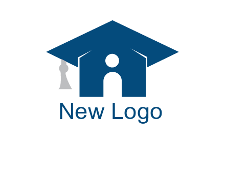 abstract person inside graduation cap with house logo