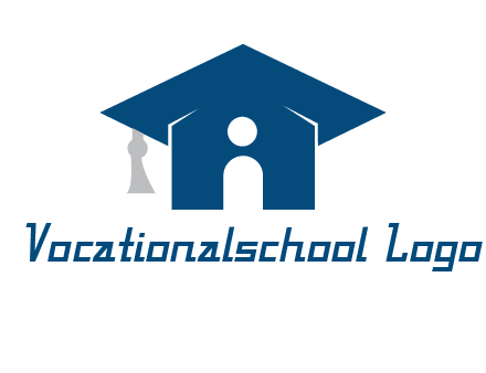 abstract person inside graduation cap with house logo